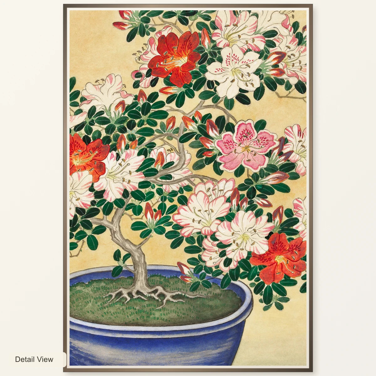 Blooming Azalea In Blue Pot (1920 1930) By Ohara Koson — Japanese Ukiyo-e artwork detail view