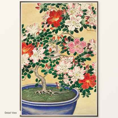 Blooming Azalea In Blue Pot (1920 1930) By Ohara Koson — Japanese Ukiyo-e artwork detail view
