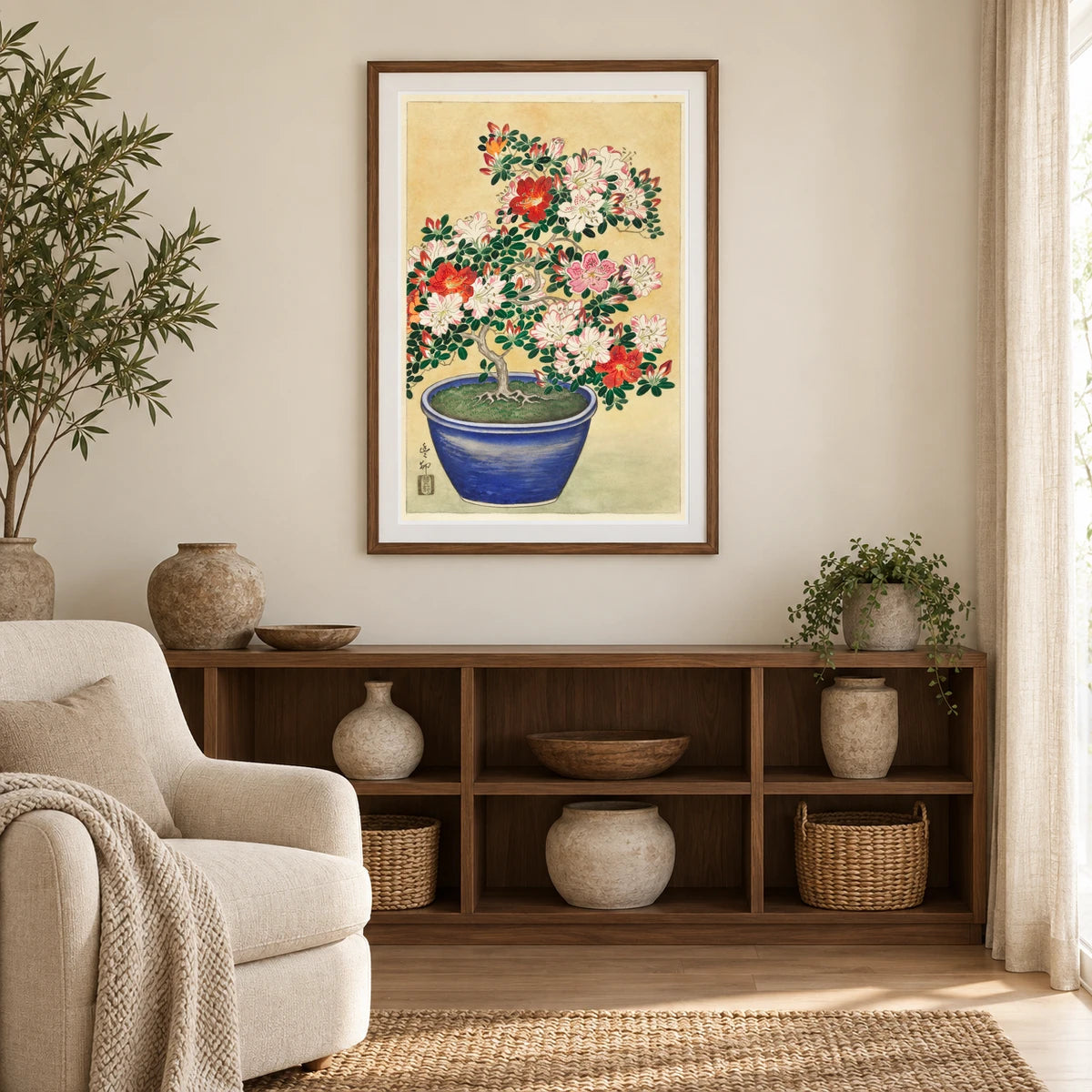 Blooming Azalea In Blue Pot (1920 1930) By Ohara Koson — Japanese Ukiyo-e japanese ukiyo-e print by SaamCrafts