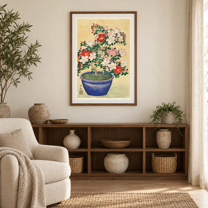 Blooming Azalea In Blue Pot (1920 1930) By Ohara Koson — Japanese Ukiyo-e japanese ukiyo-e print by SaamCrafts