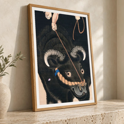 Boy On A Bull (19th Century) Painting By Ueda Kochu — Japanese Ukiyo-e japanese ukiyo-e print by SaamCrafts