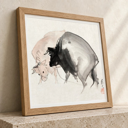 Bulls (1810) Vintage Japanese Painting By Maruyama Oju — Japanese Ukiyo-e japanese ukiyo-e print by SaamCrafts