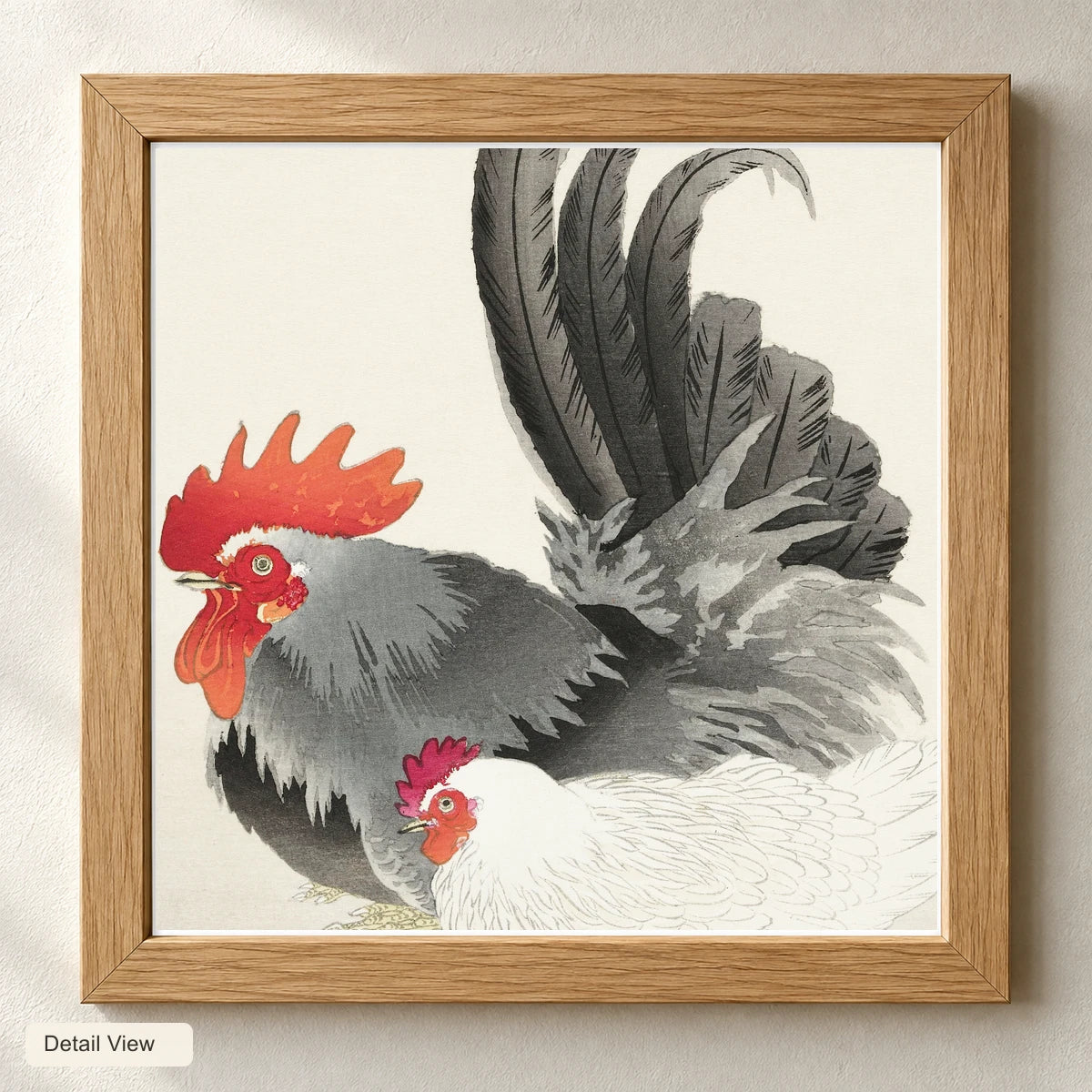 Chicken And Cock (1900 1936) By Ohara Koson — Japanese Ukiyo-e artwork detail view