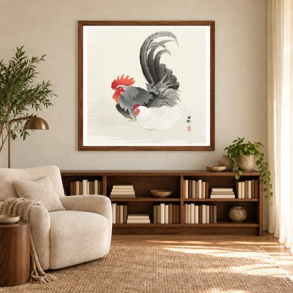 Chicken And Cock (1900 1936) By Ohara Koson — Japanese Ukiyo-e japanese ukiyo-e print by SaamCrafts