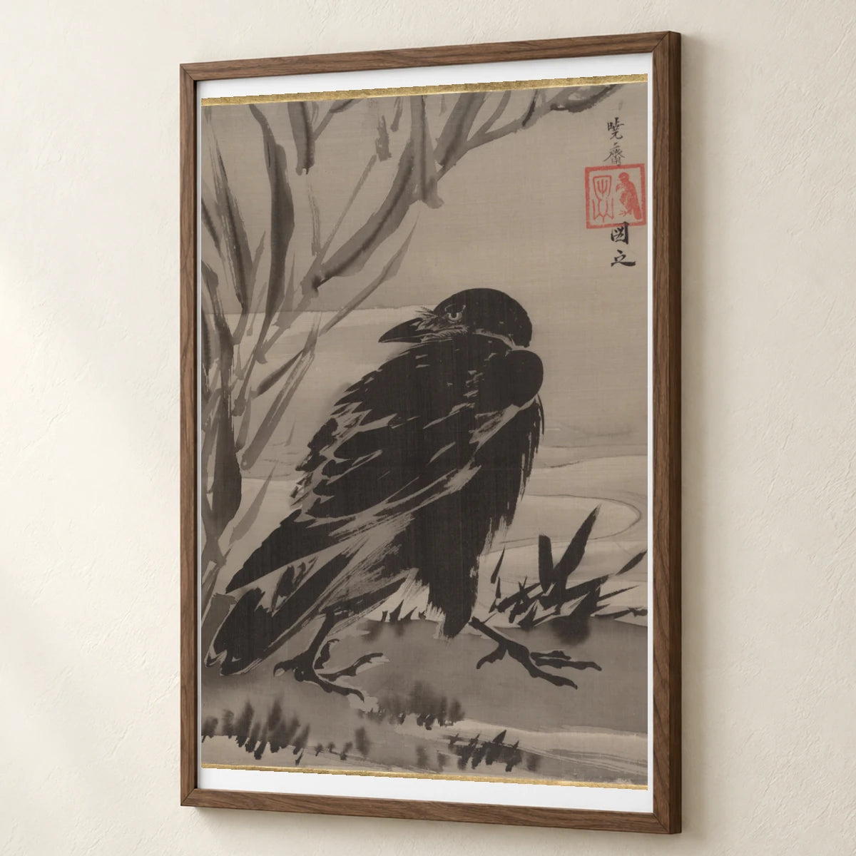 Crow And Reeds By A Stream By Kawanabe Kyosai — Japanese Ukiyo-e japanese ukiyo-e print by SaamCrafts