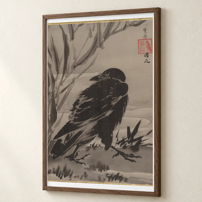 Crow And Reeds By A Stream By Kawanabe Kyosai — Japanese Ukiyo-e japanese ukiyo-e print by SaamCrafts