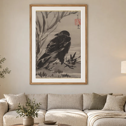 Crow And Reeds By A Stream By Kawanabe Kyosai — Japanese Ukiyo-e japanese ukiyo-e print by SaamCrafts