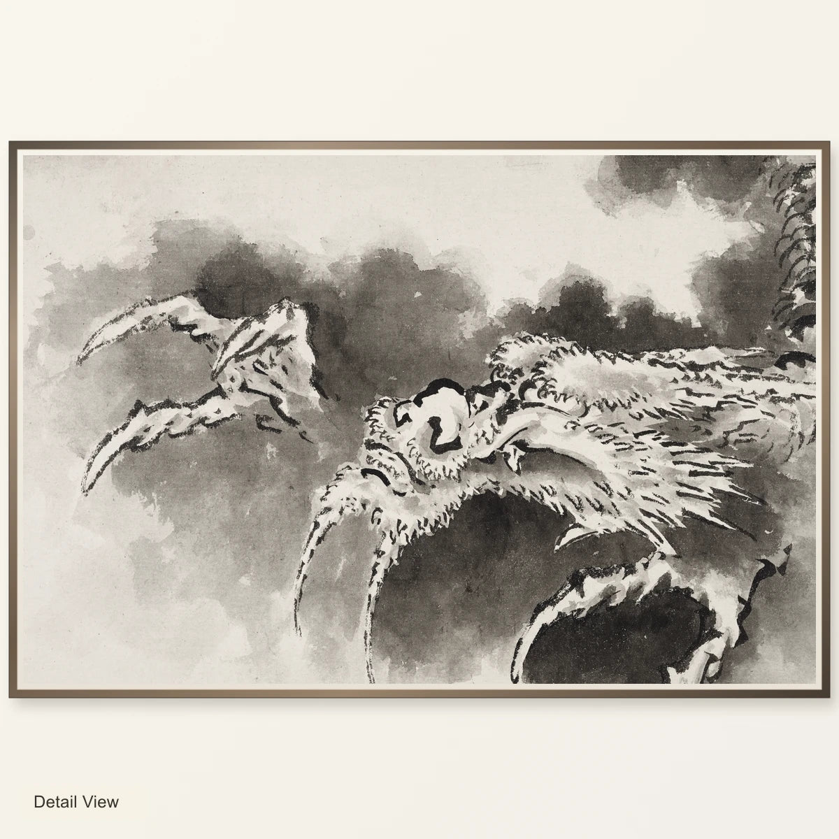 Dragon Emerging From Clouds (1760 1849) Mythical Creature Illustration By Katsushika Hokusai — Japanese Ukiyo-e artwork detail view