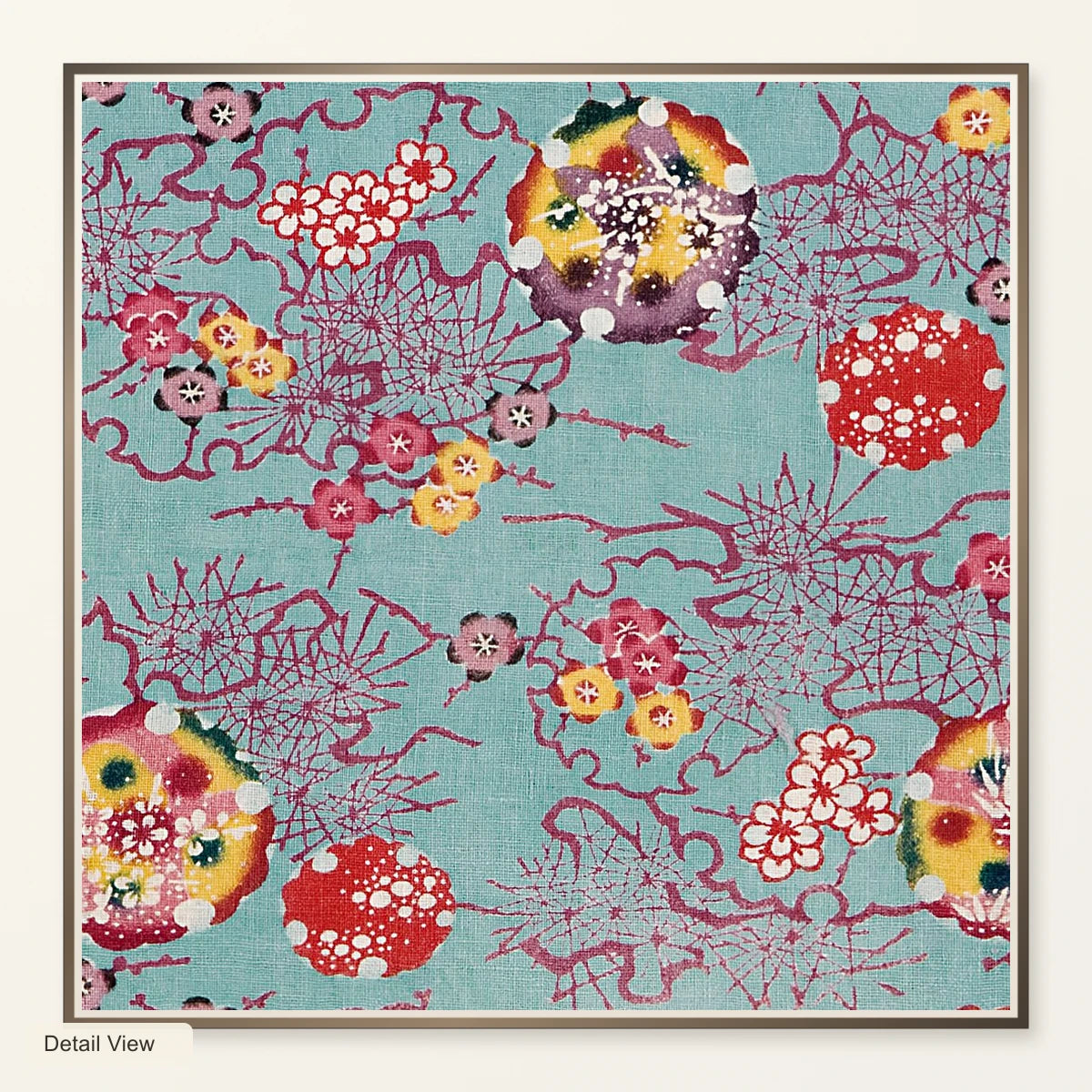 Fragment Decorated With Pine, Bamboo, And Plum In Snowflakes (19th Century) — Japanese Ukiyo-e artwork detail view
