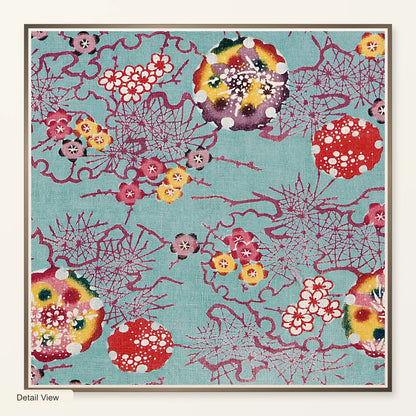 Fragment Decorated With Pine, Bamboo, And Plum In Snowflakes (19th Century) — Japanese Ukiyo-e artwork detail view