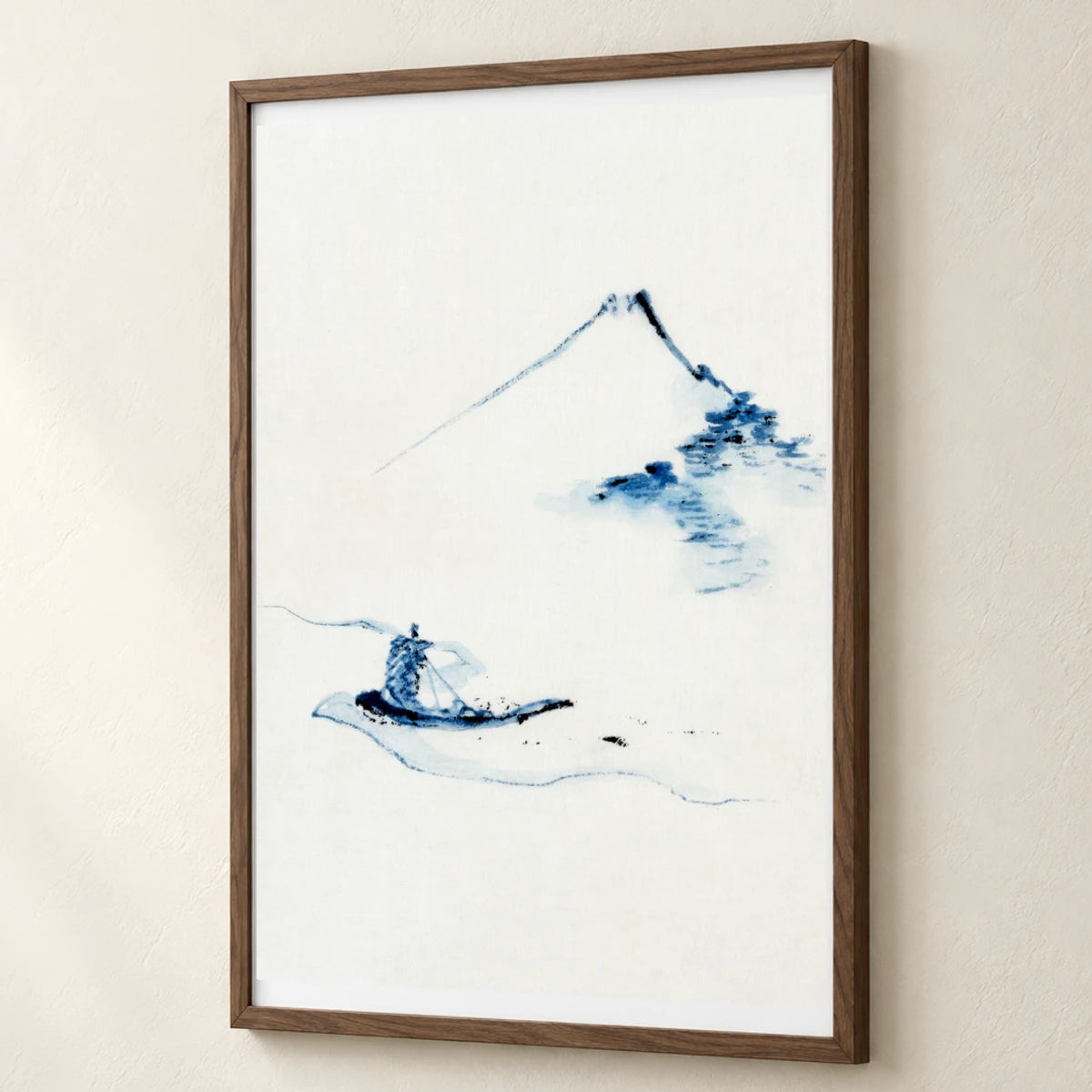 Hokusai S A Person In A Small Boat On A River With Mount Fuji In The Background — Japanese Ukiyo-e japanese ukiyo-e print by SaamCrafts