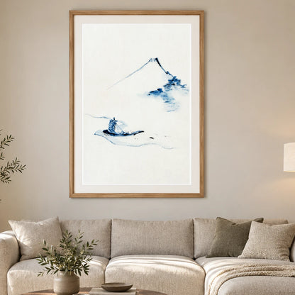 Hokusai S A Person In A Small Boat On A River With Mount Fuji In The Background — Japanese Ukiyo-e japanese ukiyo-e print by SaamCrafts