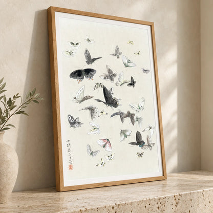 Hokusai S Butterflies And Moths — Japanese Ukiyo-e japanese ukiyo-e print by SaamCrafts