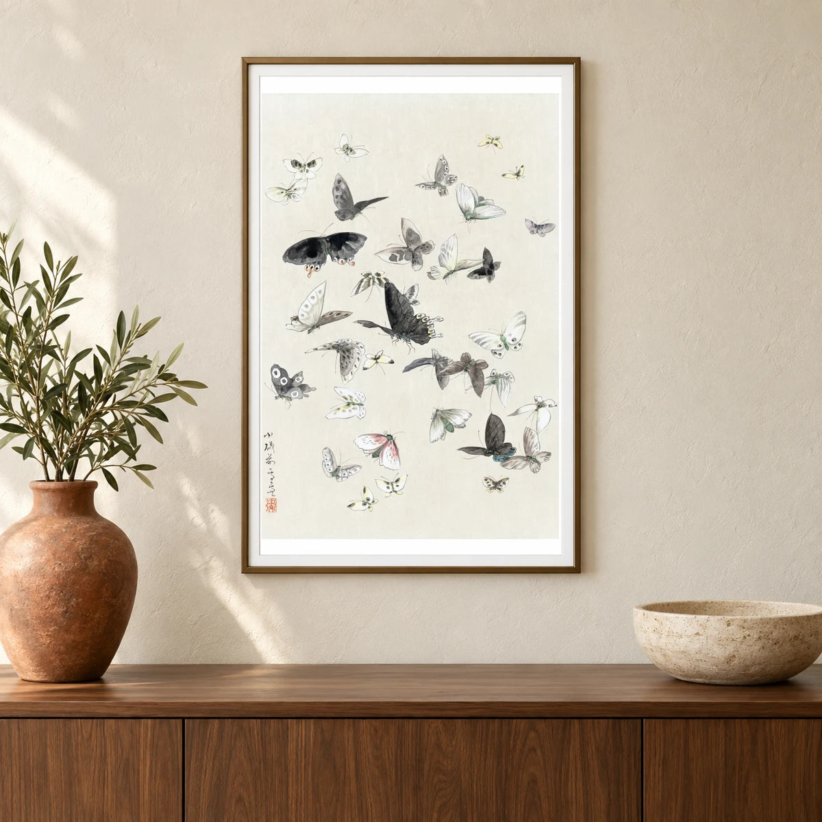 Hokusai S Butterflies And Moths — Japanese Ukiyo-e shown in a styled interior