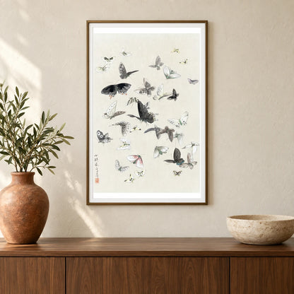 Hokusai S Butterflies And Moths — Japanese Ukiyo-e shown in a styled interior