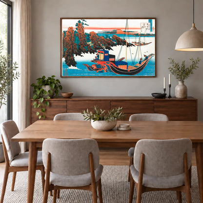 Hokusai S Poem By Chūnagon Yakamochi — Japanese Ukiyo-e shown in a styled interior