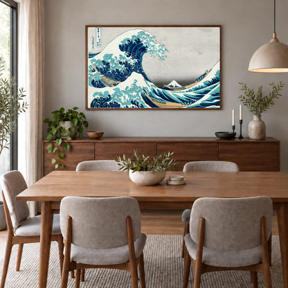 Hokusai S The Great Wave At Kanagawa — Japanese Ukiyo-e shown in a styled interior