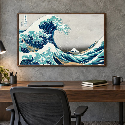 Hokusai S The Great Wave At Kanagawa — Japanese Ukiyo-e shown in a styled interior