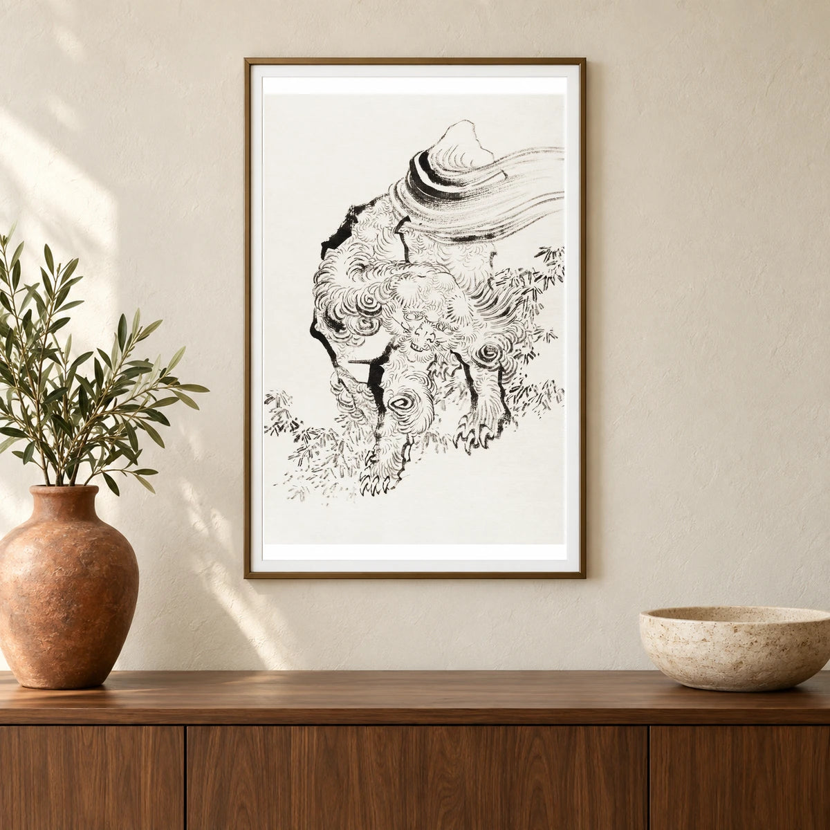 Hokusai’s Japanese Tiger — Japanese Ukiyo-e shown in a styled interior