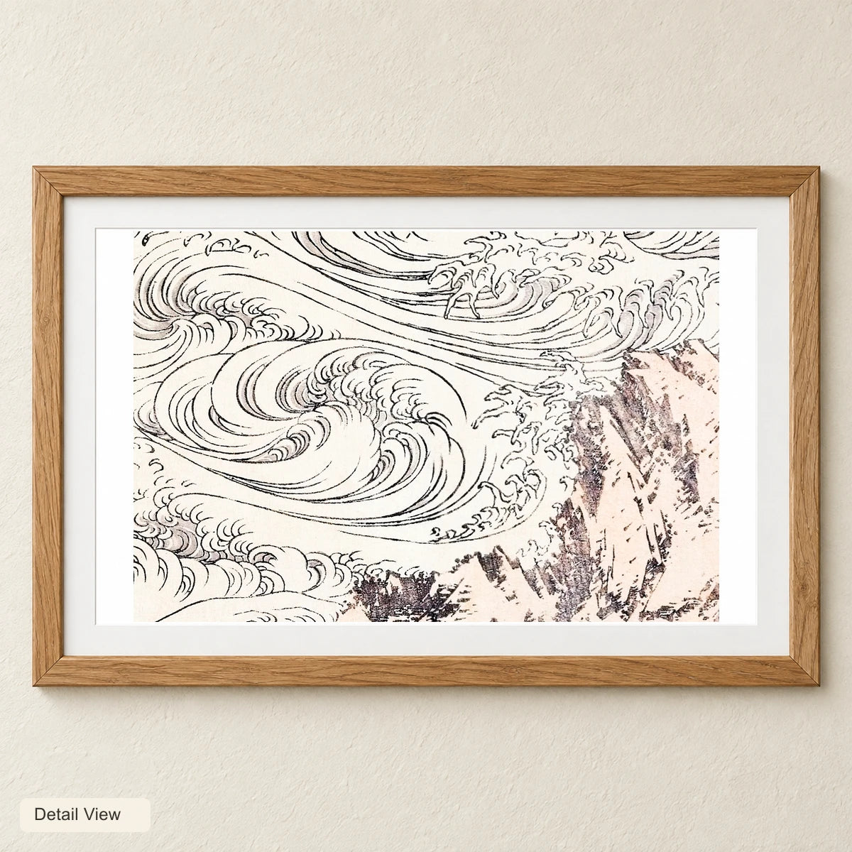 Hokusai’s Whirlpool At Awa (1817) Vintage Japanese Woodcut Print — Japanese Ukiyo-e artwork detail view