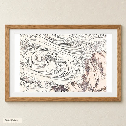 Hokusai’s Whirlpool At Awa (1817) Vintage Japanese Woodcut Print — Japanese Ukiyo-e artwork detail view