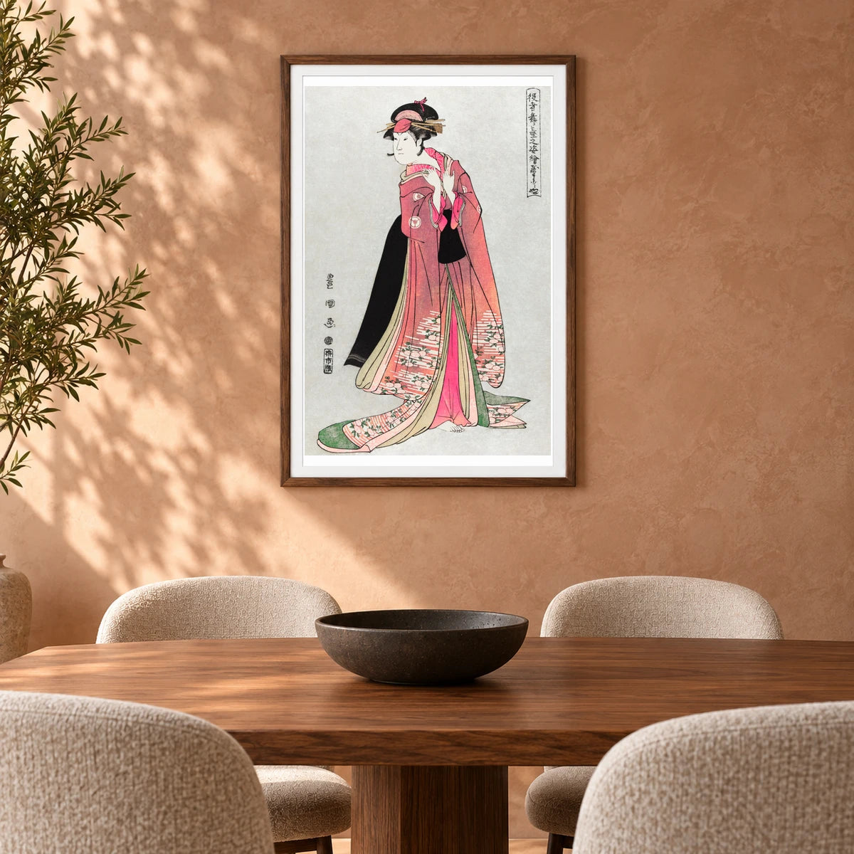Japanese Woman (1769 1825) Vintage Woodblock Print By Utagawa Toyokuni — Japanese Ukiyo-e shown in a styled interior