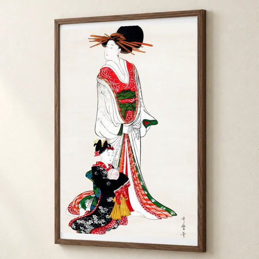 Japanese Woman (1805) Vintage Painting By Kitagawa Utamaro — Japanese Ukiyo-e japanese ukiyo-e print by SaamCrafts
