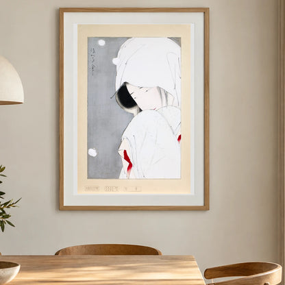 Japanese Woman (1925–1940) Vintage Painting By Kitano Tsunetomi — Japanese Ukiyo-e shown in a styled interior