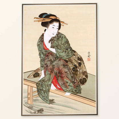 Japanese Woman By A Stream (1830s) Vintage Painting By Mihata Jōryū — Japanese Ukiyo-e japanese ukiyo-e print by SaamCrafts