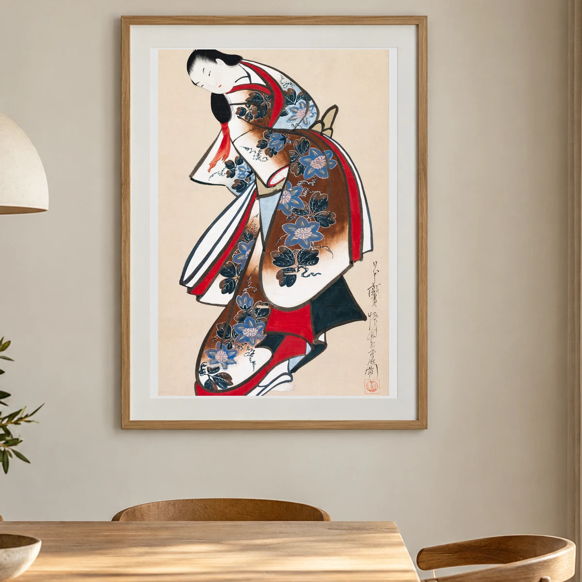 Japanese Women (1700s) Vintage Painting By Kaigetsudo Doshin — Japanese Ukiyo-e shown in a styled interior