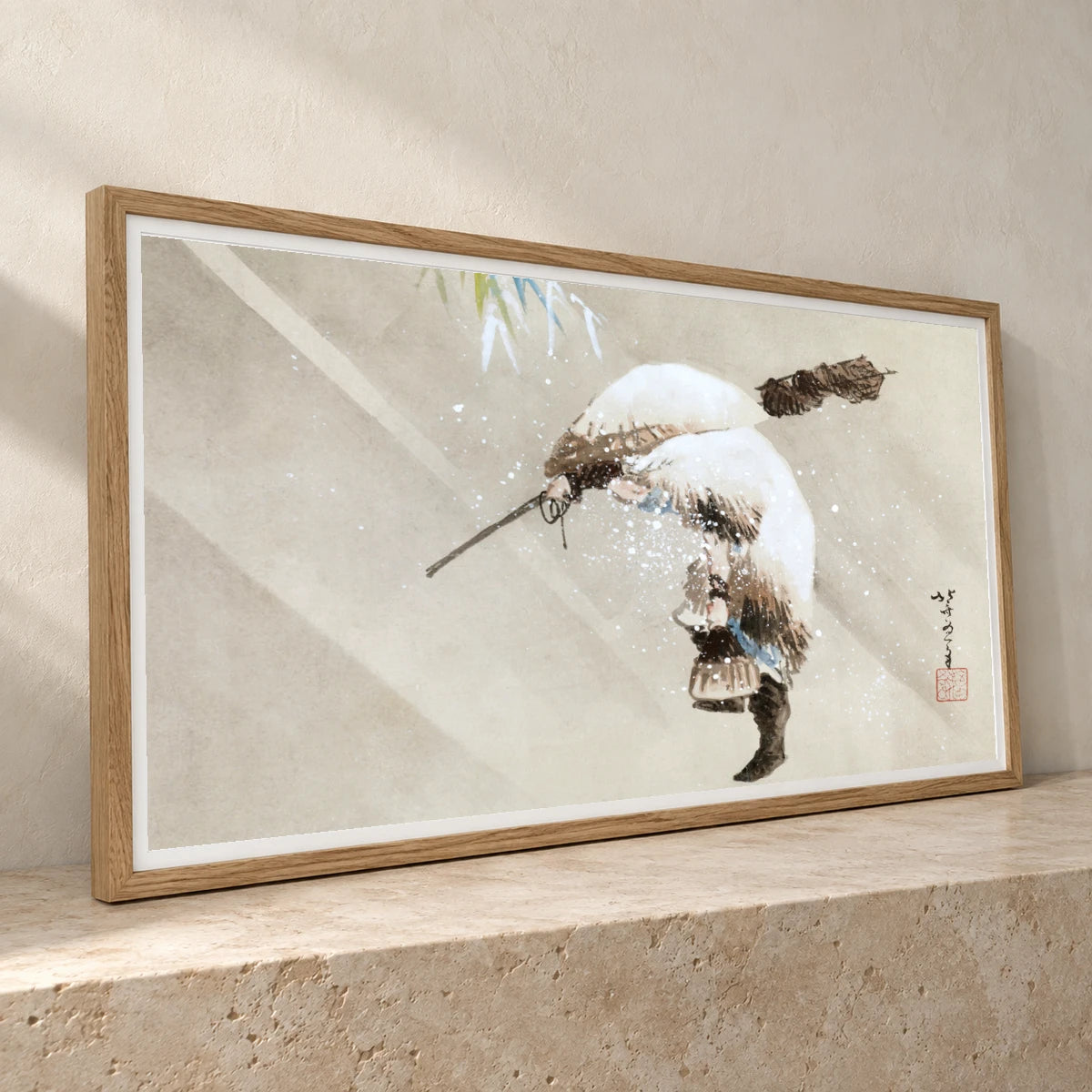 Katsushika Hokusai S Fisherman In A Snow (1821) Vintage Woodblock Print — Japanese Ukiyo-e japanese ukiyo-e print by SaamCrafts