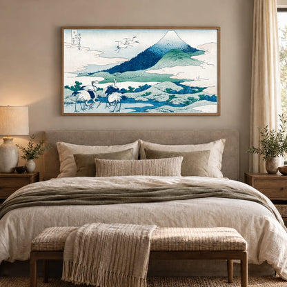 Katsushika Hokusai S Umezawa Manor In Sagami Province — Japanese Ukiyo-e shown in a styled interior