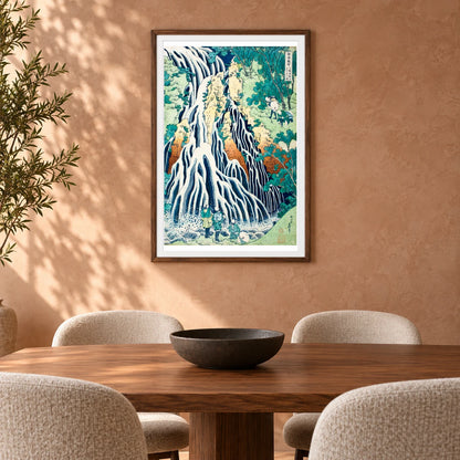 Kirifuri Waterfall At Mount Kurokami In Shimotsuke Province By Utagawa Hiroshige — Japanese Ukiyo-e shown in a styled interior