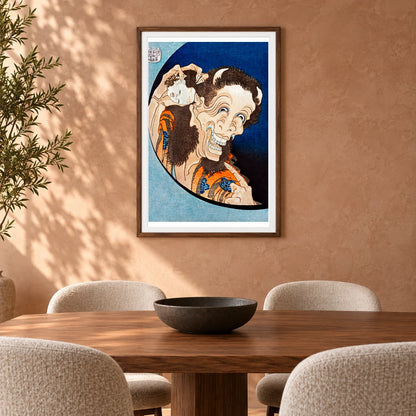 Laughing Demoness (1831 1832) By Katsushika Hokusai — Japanese Ukiyo-e shown in a styled interior
