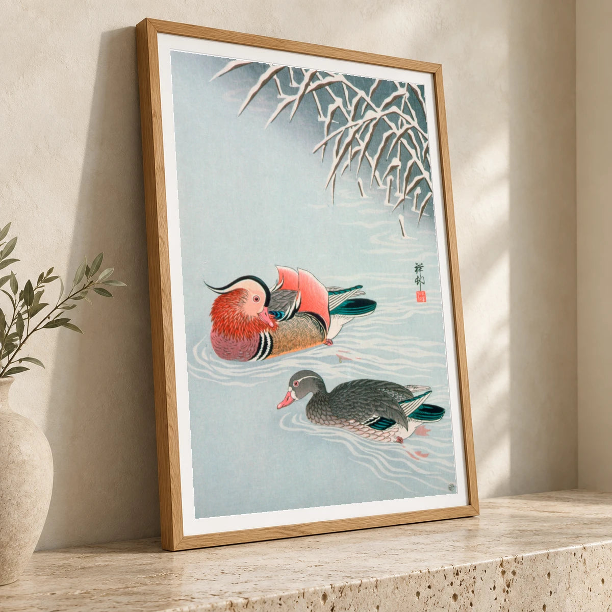 Mandarin Ducks And Snow By Ohara Shoson — Japanese Ukiyo-e japanese ukiyo-e print by SaamCrafts
