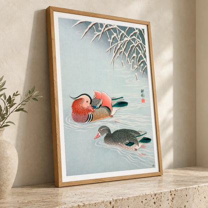 Mandarin Ducks And Snow By Ohara Shoson — Japanese Ukiyo-e japanese ukiyo-e print by SaamCrafts