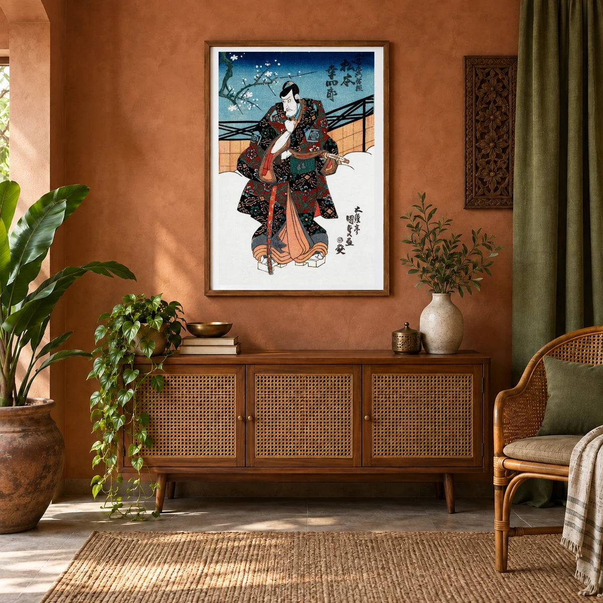 Matsumoto Kōshirō V Actor (1786 1864) Vintage Ukiyo E Style — Japanese Ukiyo-e shown in a styled interior