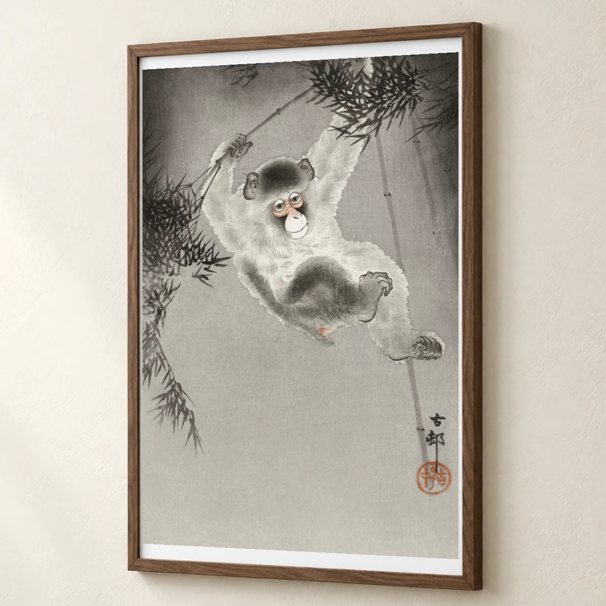 Monkey, Hanging From Bamboo Branch (1900 1930) By Ohara Koson — Japanese Ukiyo-e japanese ukiyo-e print by SaamCrafts