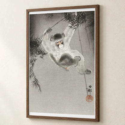 Monkey, Hanging From Bamboo Branch (1900 1930) By Ohara Koson — Japanese Ukiyo-e japanese ukiyo-e print by SaamCrafts