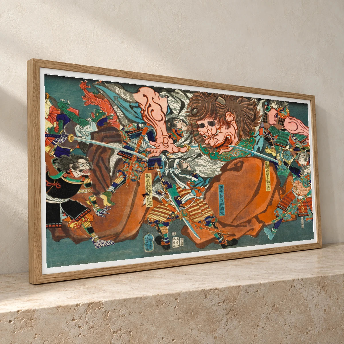 Picture Of Raikō And His Four Companions Conquering The Demon Of Mount Ōe (1864) By Tsukioka Yoshitoshi — Japanese Ukiyo-e japanese ukiyo-e print by SaamCrafts