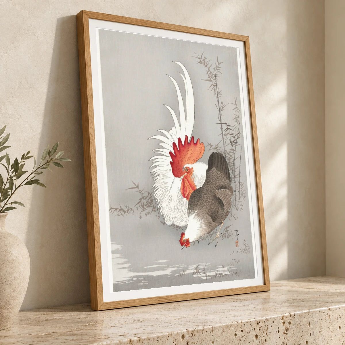 Rooster And Chicken (1900 1930) By Ohara Koson — Japanese Ukiyo-e japanese ukiyo-e print by SaamCrafts