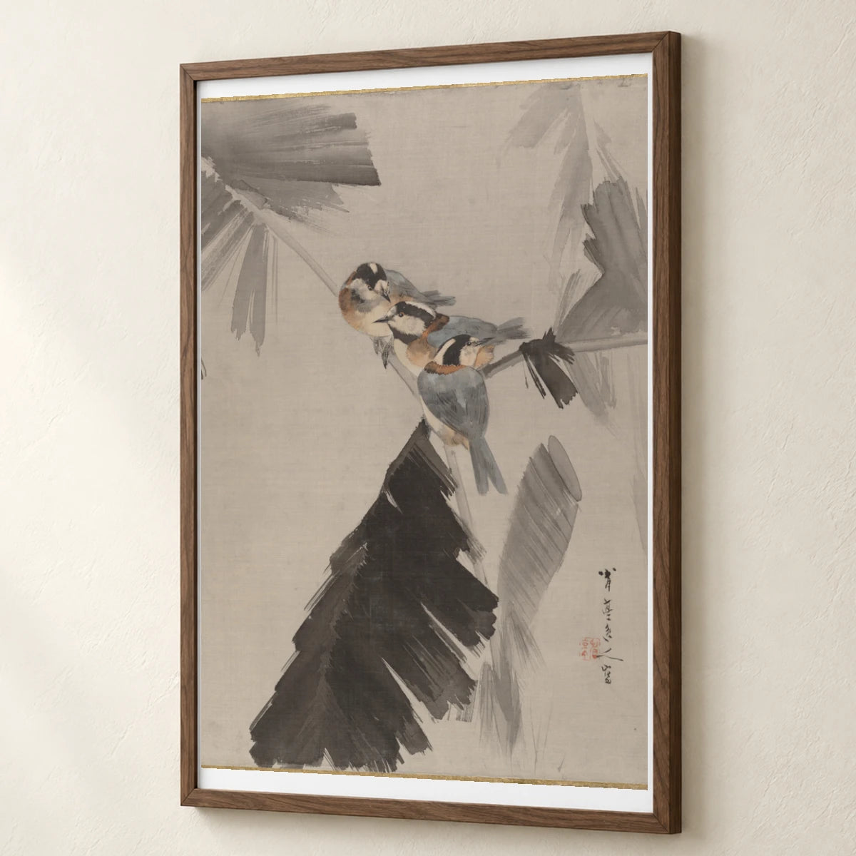 Three Birds On Branch By Watanabe Seitei — Japanese Ukiyo-e japanese ukiyo-e print by SaamCrafts