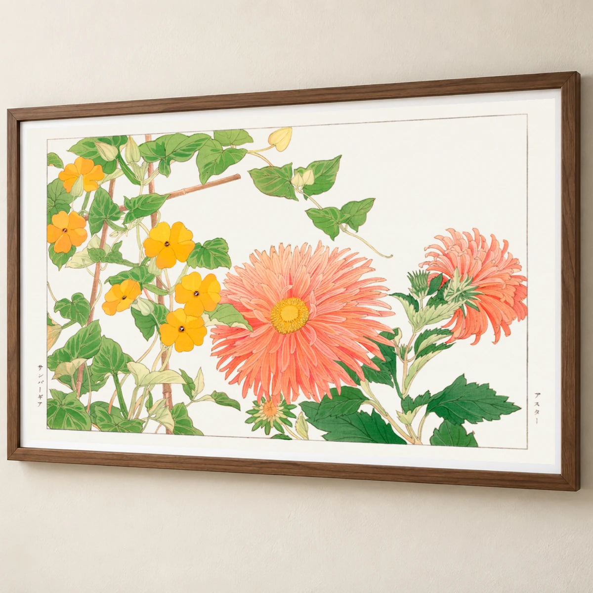 Thunbergia & Aster Flower, By Tanigami Kônan — Japanese Ukiyo-e japanese ukiyo-e print by SaamCrafts