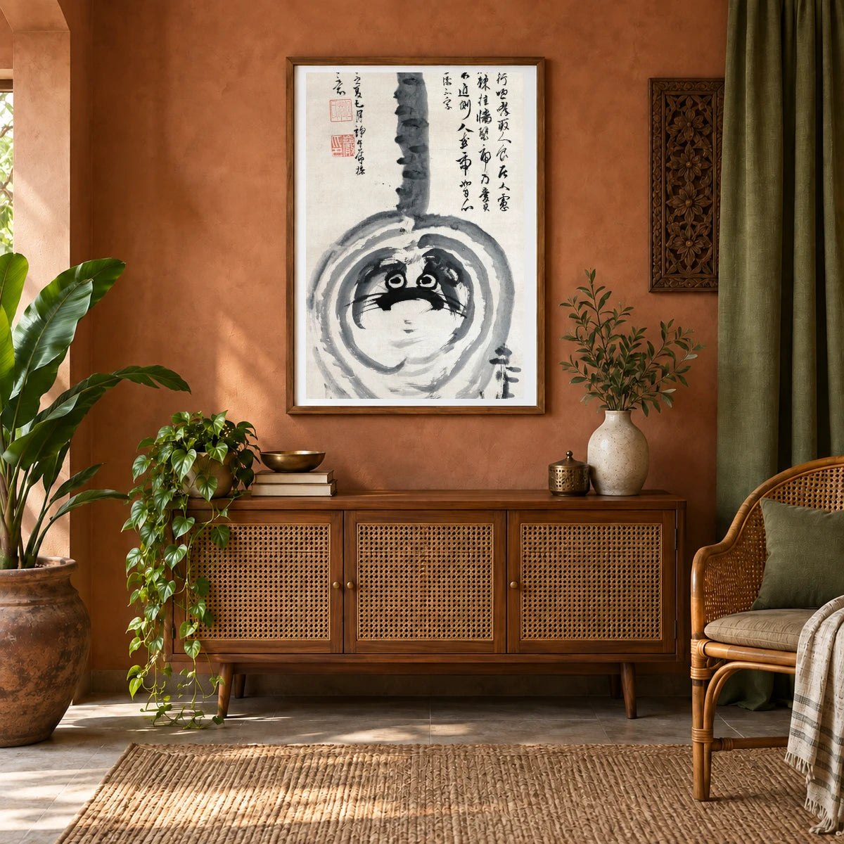 Tiger (1888) By Iwao — Japanese Ukiyo-e shown in a styled interior