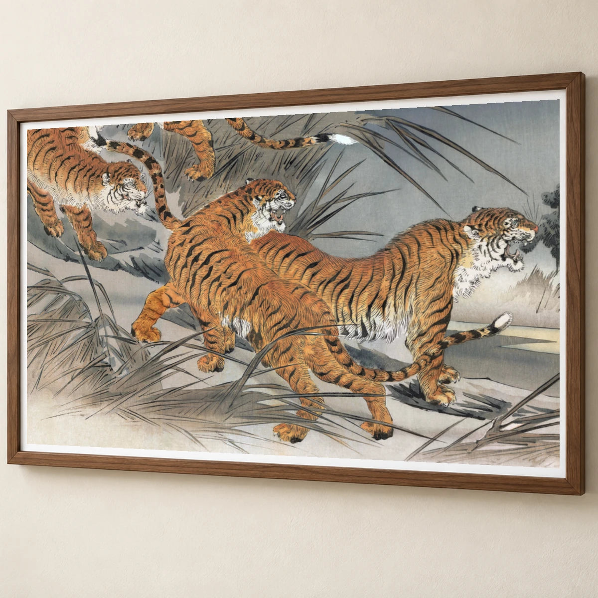 Tigers And Soldiers (1895) Japanese Ukiyo E Art By Fukuda Hatsujirô — Japanese Ukiyo-e japanese ukiyo-e print by SaamCrafts