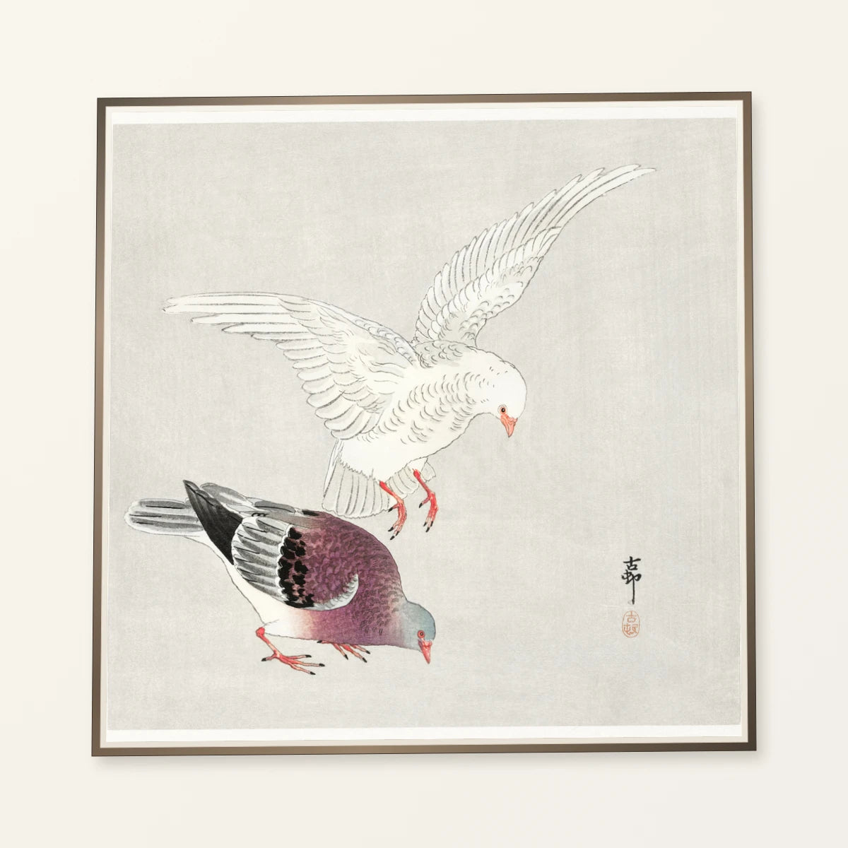 Two Pigeons (1877 1945) By Ohara Koson — Japanese Ukiyo-e japanese ukiyo-e print by SaamCrafts