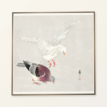 Two Pigeons (1877 1945) By Ohara Koson — Japanese Ukiyo-e japanese ukiyo-e print by SaamCrafts