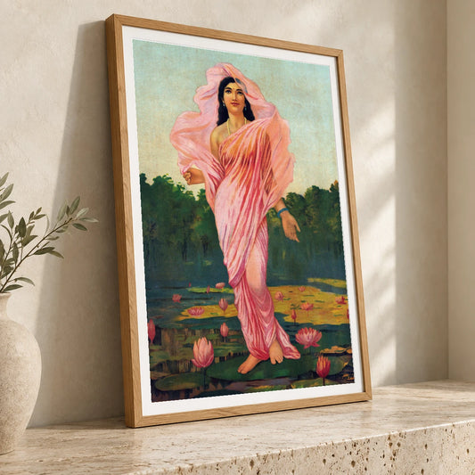 Padmini, The Lotus Lady — Raja Ravi Varma raja ravi varma print by SaamCrafts