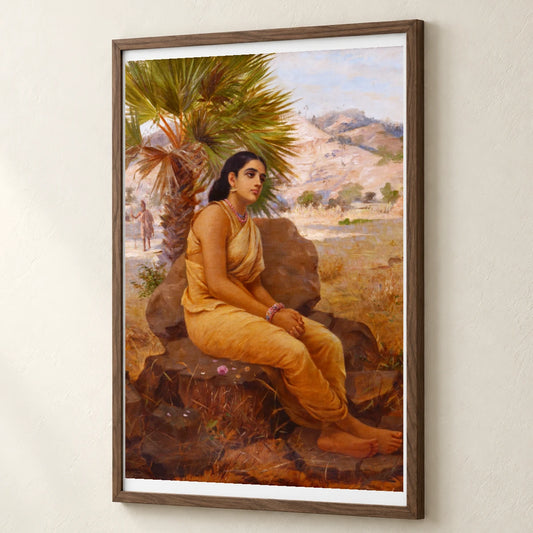 Shakuntala Lost In Thoughts (1901) — Raja Ravi Varma raja ravi varma print by SaamCrafts