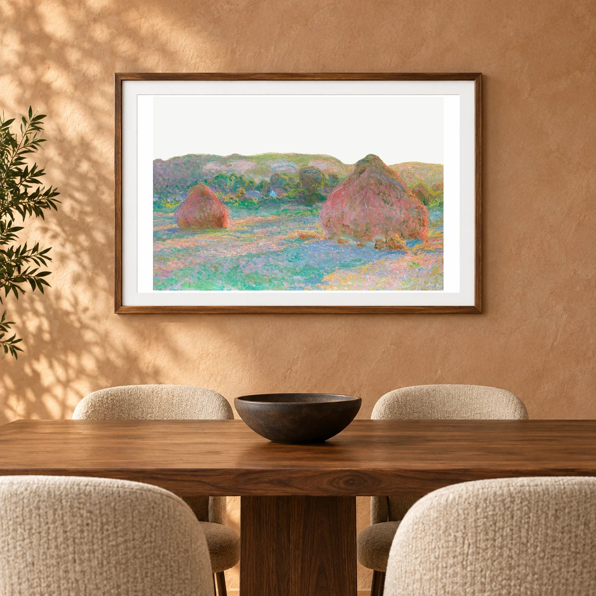 Monet XCIV — Claude Monet shown in a styled interior